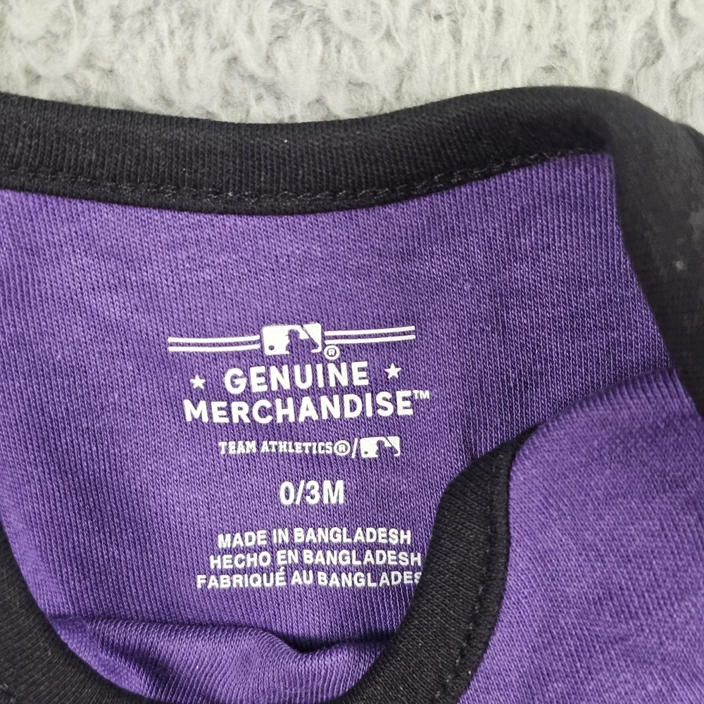 Colorado Rockies Shirt Bodysuit Boys 0-3M Purple MLB Genuine Merchandise 3 Piece